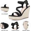 imageAllegra K Womens Wedge Sandal Platform Ankle Strap OpenToe Heel Buckle SandalsBlack
