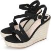 imageAllegra K Womens Wedge Sandal Platform Ankle Strap OpenToe Heel Buckle SandalsBlack