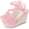 imageAllegra K Womens Wedge Sandal Platform Ankle Strap OpenToe Heel Buckle SandalsPink