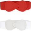 imageAllegra K 2Pcs Womens Plus Size Stretchy Waist Belt 8shaped Faux Leather Elastic Dress BeltsWhite  Red