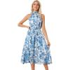 imageAllegra K Boho Summer Dress for Womens Halter Neck Sleeveless Casual Floral Print Sundress Midi DressesBlue
