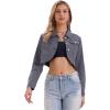 imageAllegra K Denim Jacket for Womens 2025 Casual Collared Long Sleeve Crop Jean JacketsGrey