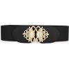 imageAllegra K Lady 236 Width Elastic Belts Faux Leather Opal Beaded Rhinestone Inlaid Stretchy Cinch Waistband for DressBlack