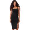 imageAllegra K Spaghetti Strap Dress for Womens Slim Fit Sleeveless Split Bodycon Cocktail Party DressBlack