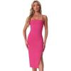 imageAllegra K Spaghetti Strap Dress for Womens Slim Fit Sleeveless Split Bodycon Cocktail Party DressHot Pink