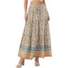 imageAllegra K Summer Boho Maxi Skirts for Women Floral Flowy Ruffle Tiered Long Skirts with PocketsBeige