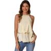 imageAllegra K Summer Halter Tank Tops for Womens Casual Elegant Satin Pleated Flowy Blouses ShirtsApricot