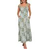 imageAllegra K Summer Spaghetti Strap Dress for Womens Beach Printed Square Neck Maxi Sun Dresses ALine Long DressGreen