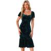 imageAllegra K Velvet Floral Dress for Womens Puff Sleeve Semi Formal Wedding Guest DressesGreen