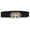 imageAllegra K Women Wide Elastic Waist Belt Cinch with Gold Metal Interlock BuckleBlack gold Tone
