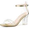 imageAllegra K Womens Clear Block Heel Ankle Strap Heeled SandalsGold