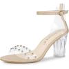 imageAllegra K Womens Clear Block Heel Ankle Strap Heeled SandalsNude