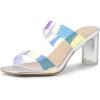 imageAllegra K Womens Colorful Straps Clear Heels Chunky Heel Clear SandalsSilver