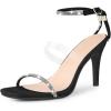 imageAllegra K Womens Diamond Heels Square Toe Ankle Strap Stiletto Heels SandalBlack