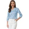 imageAllegra K Womens Formal Blouse Dressy Office 34 Sleeve V Neck Satin ShirtLight Blue