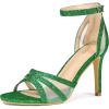 imageAllegra K Womens Glitter Ankle Strap Chunky Heels SandalsGrass Green