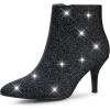 imageAllegra K Womens Glitter Pointed Toe Stiletto Heel Ankle BootsBlack