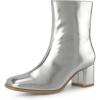 imageAllegra K Womens Metallic Boots Square Toe Chunky Heel Gogo Ankle BootsSilver