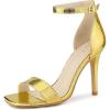 imageAllegra K Womens Metallic Heel Square Toe Stiletto Heel SandalsGold