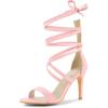 imageAllegra K Womens Open Toe Stiletto Heel Lace Up Heels SandalsPink