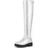 imageAllegra K Womens Platform Round Toe Lug Sole Chunky Low Heel Over Knee Thigh High BootsSilver