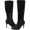 imageAllegra K Womens Pointed Toe Slouched Stiletto Heels Knee High BootsBlack