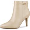 imageAllegra K Womens Pointy Toe Zipper Stiletto Heel Ankle BootsBeige