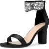 imageAllegra K Womens Rhinestone Open Toe Ankle Strap Diamond Heels Chunky Sparkly Heels Dress SandalsBlack