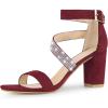 imageAllegra K Womens Rhinestone Open Toe Block Heels SandalsBurgundy