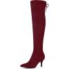 imageAllegra K Womens Stiletto Heels Thigh High Over the Burgundy Knee High Boots 9 M US