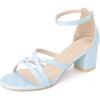 imageAllegra K Womens Strappy Heel Ankle Strap Open Toe Chunky Heels SandalsLight Blue