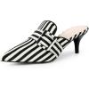 imageAllegra K Womens Stripe Buckle Slip on Pointed Toe Pumps Kitten Heels Slides MulesBlack