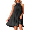 imageAllegra K Womens Tie Halter Neck Dress Sleeveless Summer Solid Color Flowy Pleated Beach Dress SundressBlack