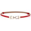 imageuxcell Metal Buckle Adjustable Thin High Waist Belt for WomenReddouble Round Buckle