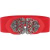 imageuxcell Retro Knot Woven Metal Interlocking Buckle Elastic Waist Cinch Belt BandFloral Bucklered Bandbronze Buckle