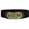 imageuxcell Retro Knot Woven Metal Interlocking Buckle Elastic Waist Cinch Belt BandRound Buckleblack Bandbronze Buckle