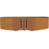 imageuxcell Women Bowknot Shaped Interlocking Buckle Elastic Belt WaistbandBrown