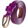 imageuxcell Women Classic Skinny Belt With OvalShaped Hollow Alloy Buckle MulticolorPurple
