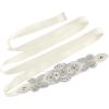 imageuxcell Women Rhinestone Bead Decor Satin Ribbon Wedding BeltBeige
