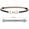 imageuxcell Metal Buckle Adjustable Thin High Waist Belt for WomenBlackdouble Round Buckle
