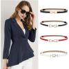 imageuxcell Metal Buckle Adjustable Thin High Waist Belt for WomenWhitesquare Buckle