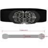 imageuxcell Retro Knot Woven Metal Interlocking Buckle Elastic Waist Cinch Belt BandFloral Buckleblack Bandblack Buckle