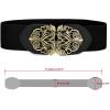 imageuxcell Retro Knot Woven Metal Interlocking Buckle Elastic Waist Cinch Belt BandFloral Buckleblack Bandbronze Buckle