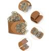 imageuxcell Retro Knot Woven Metal Interlocking Buckle Elastic Waist Cinch Belt BandFloral Bucklebrown Bandbronze Buckle