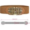 imageuxcell Retro Knot Woven Metal Interlocking Buckle Elastic Waist Cinch Belt BandFloral Bucklebrown Bandbronze Buckle
