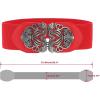 imageuxcell Retro Knot Woven Metal Interlocking Buckle Elastic Waist Cinch Belt BandFloral Bucklered Bandbronze Buckle