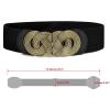 imageuxcell Retro Knot Woven Metal Interlocking Buckle Elastic Waist Cinch Belt BandRound Buckleblack Bandbronze Buckle