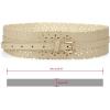 imageuxcell Vintage Hollow Floral Leather Cinch Waistband Wide Belts with Buckle for WomenBeige