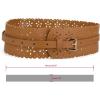 imageuxcell Vintage Hollow Floral Leather Cinch Waistband Wide Belts with Buckle for WomenBrown