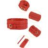 imageuxcell Vintage Hollow Floral Leather Cinch Waistband Wide Belts with Buckle for WomenRed